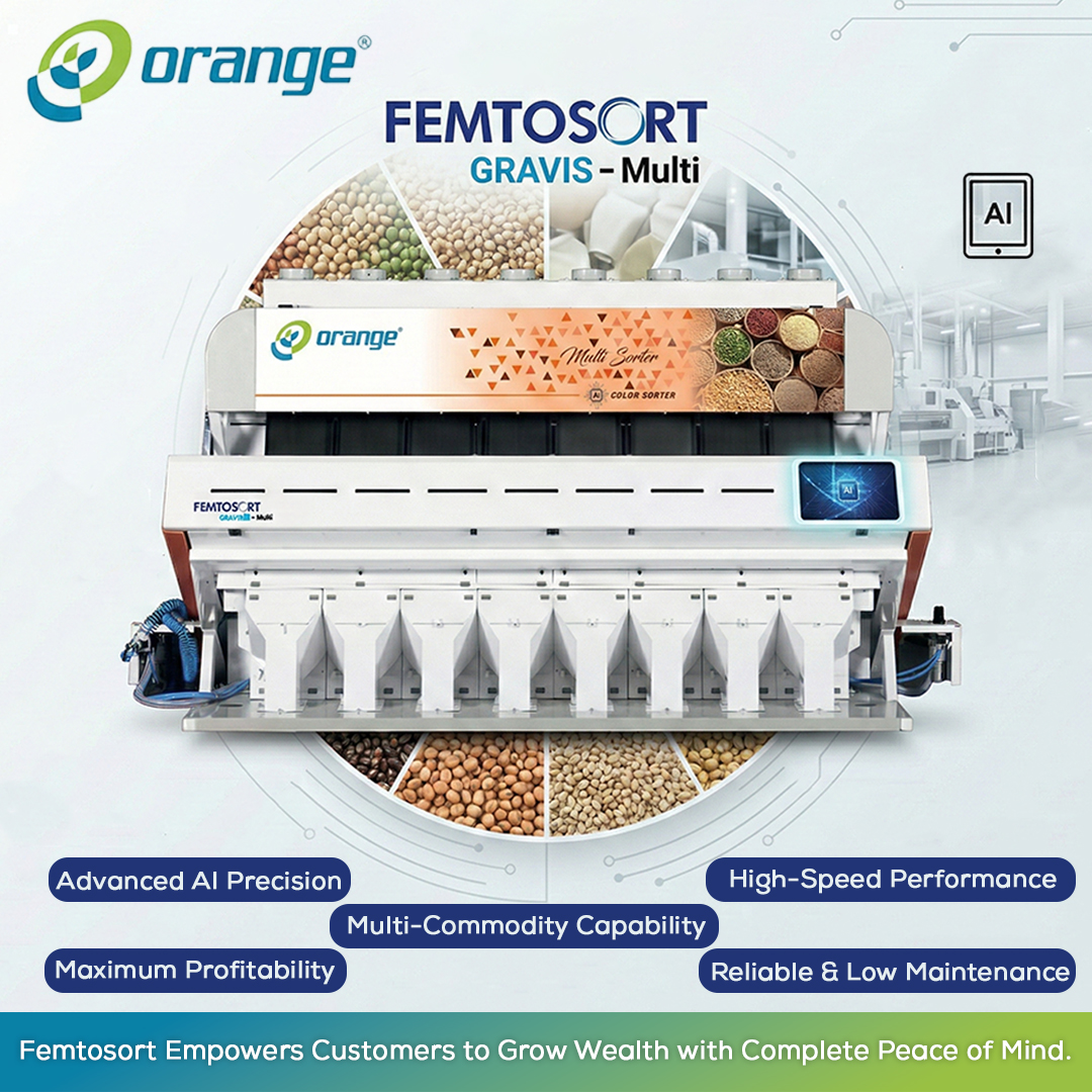 Femtosort AI – Advanced Color Sorting Machine by Orange Sorter